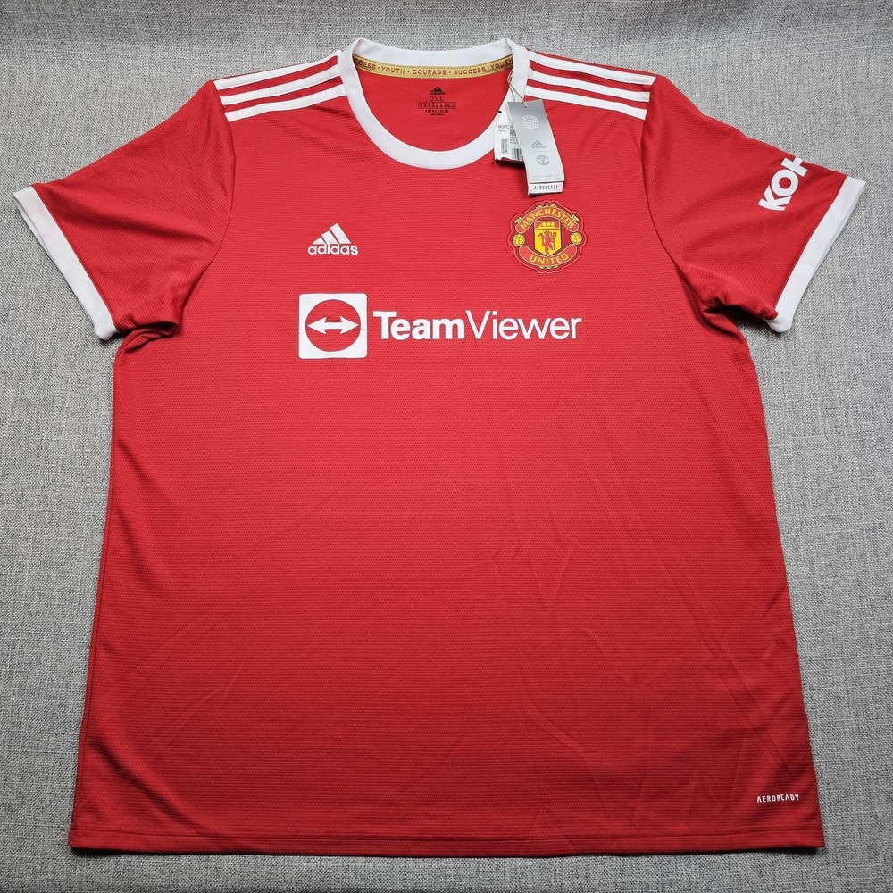 Manchester United Jersey Mens 2XL Red Soccer Adidas TeamViewer Home AEROREADY